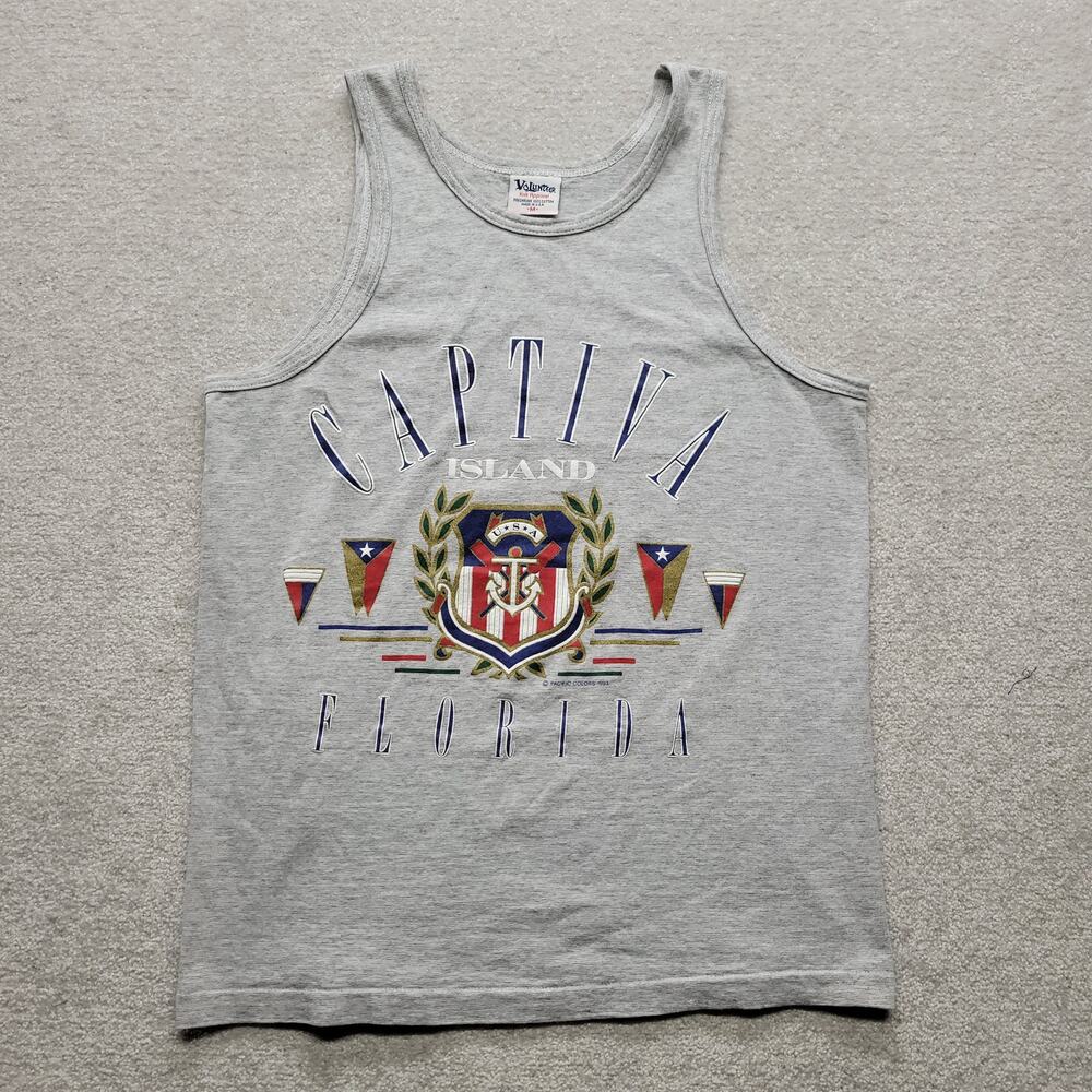 Vintage Captiva Island Florida Tank Top Mens M Gray USA Single Stitch 90s